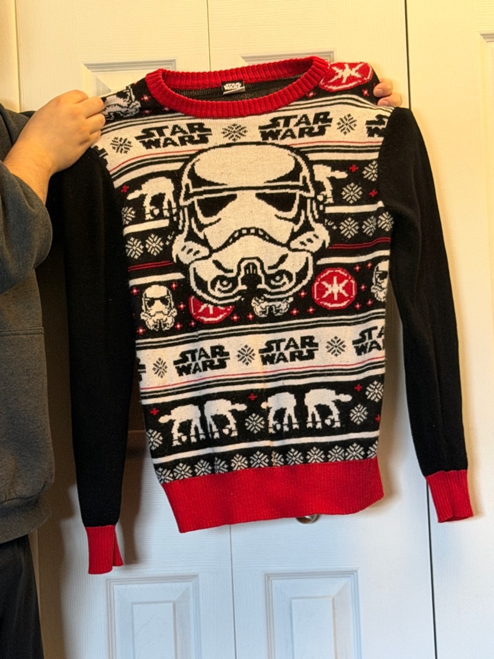 Star Wars Men’s Black, White & Red Stormtrooper Crewneck Sweater